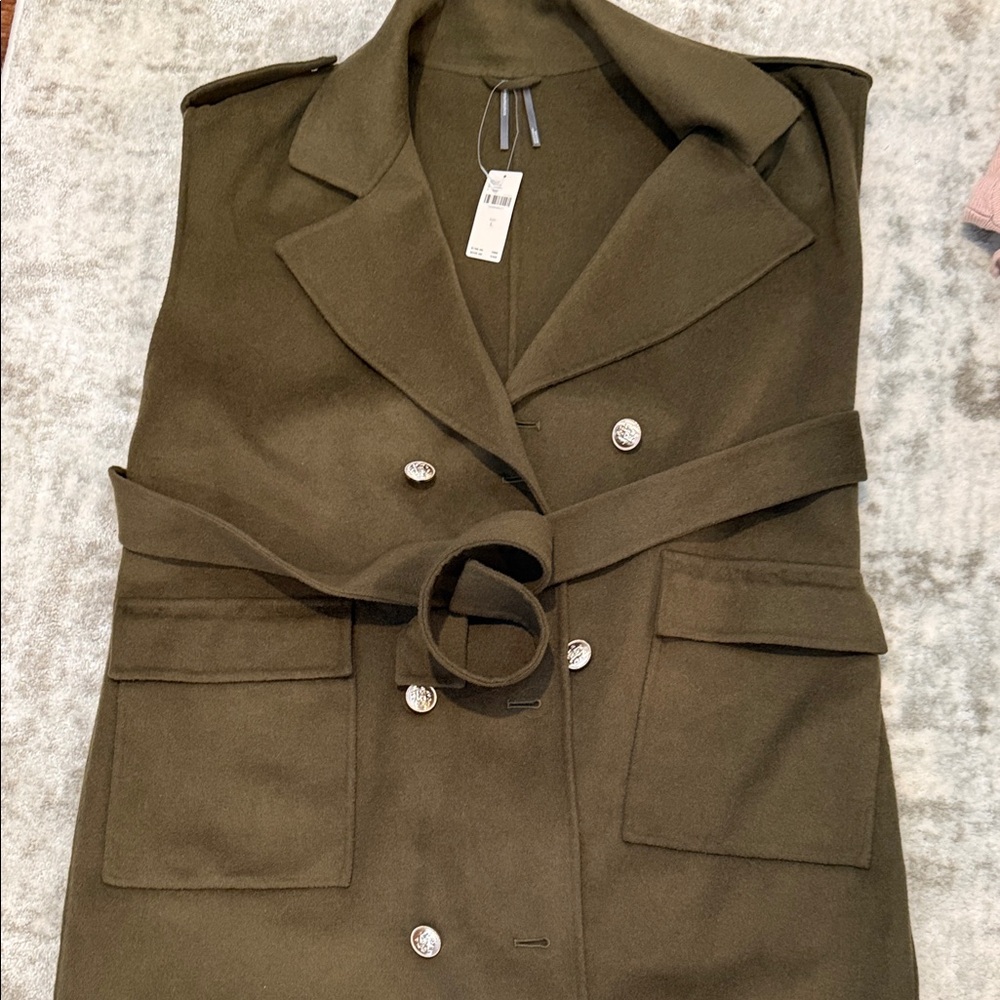 NWT Anthropologie Long Military Vest Olive Green size large - Picture 5 of 7